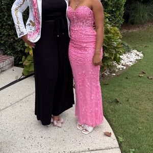 Elegant Pink Lace-Up Back Dress - Prom Dress - Homecoming - Worn for 3 hours